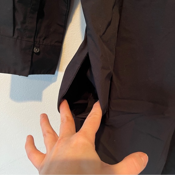 Muji Black Lagenlook Long Line Rounded Hem Cotton Midi Dress Modest Pockets - Picture 8 of 8